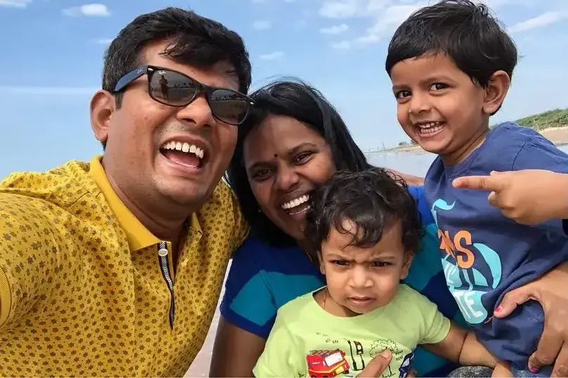 Dinesh Kumar A.S. IAS With His Wife Vijaya K. IAS and children's Siddarth Atreya and Devi